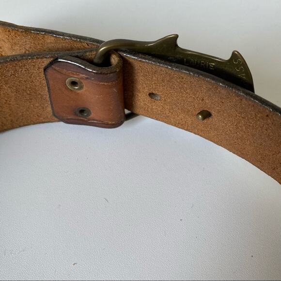 Vintage 1970 Solid Brass Leather Belt with Buckle main image 5
